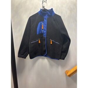 Tellurude  Black & Blue Fleece Jacket With Orange Zipper Pulls & Snap Closure